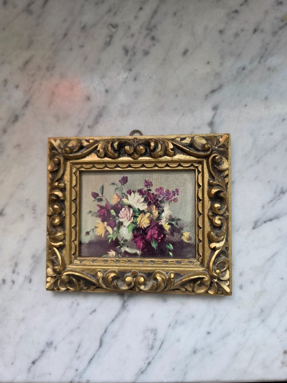 Vintage Italian Florentine Style Gold Ornate Floral Wall Plaque Made in Italy